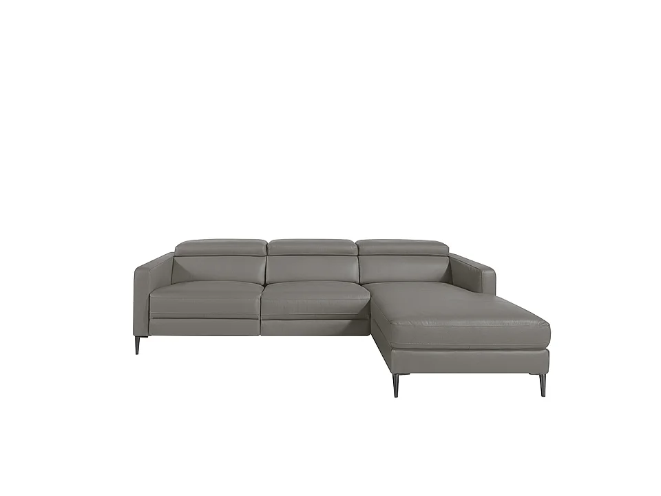 Canapé d'angle relax droite en cuir gris foncé 6126 ANGEL CERDA