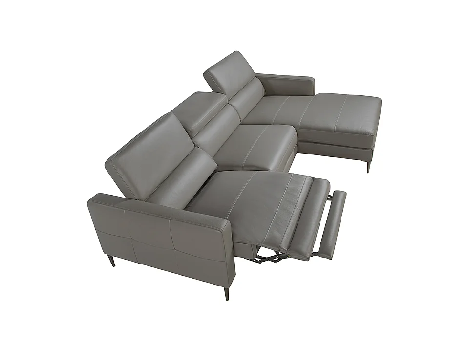 Canapé d'angle relax droite en cuir gris foncé 6126 ANGEL CERDA
