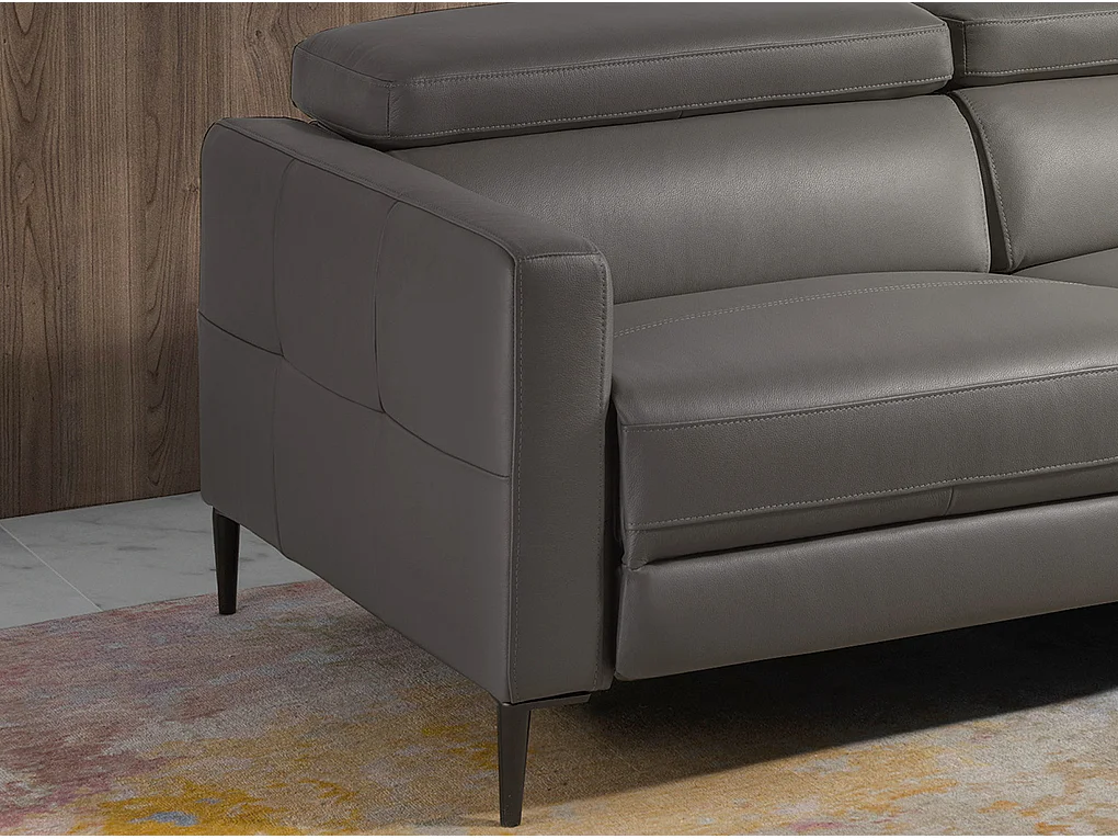 Canapé d'angle relax droite en cuir gris foncé 6126 ANGEL CERDA