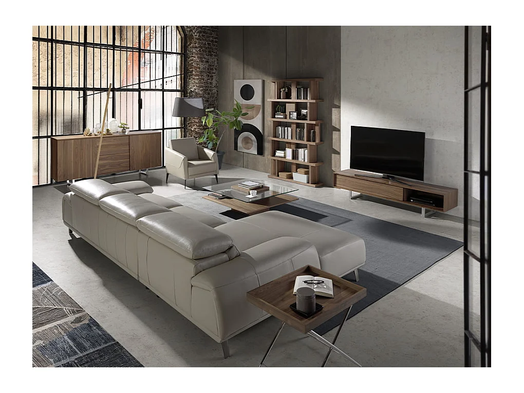 Chaise longue bank in grijs taupe rundleder 6149 ANGEL CERDA