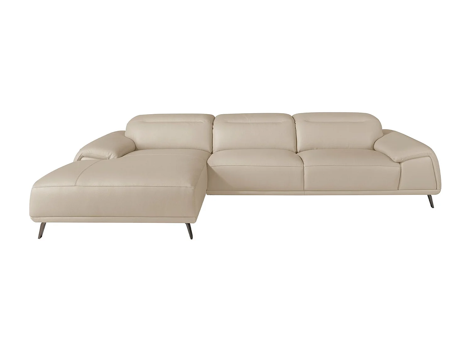 Linker chaise longue bank in taupe grijs leer 6149 ANGEL CERDA