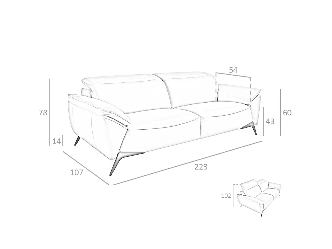 3-Sitzer-Sofa aus grauem Leder  6132 ANGEL CERDA