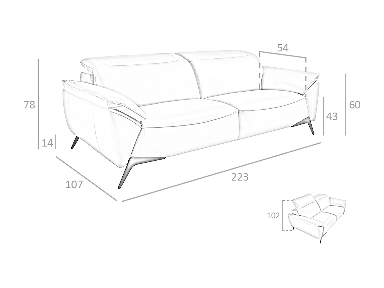 Canapé 3 places en cuir taupe 6132 ANGEL CERDA