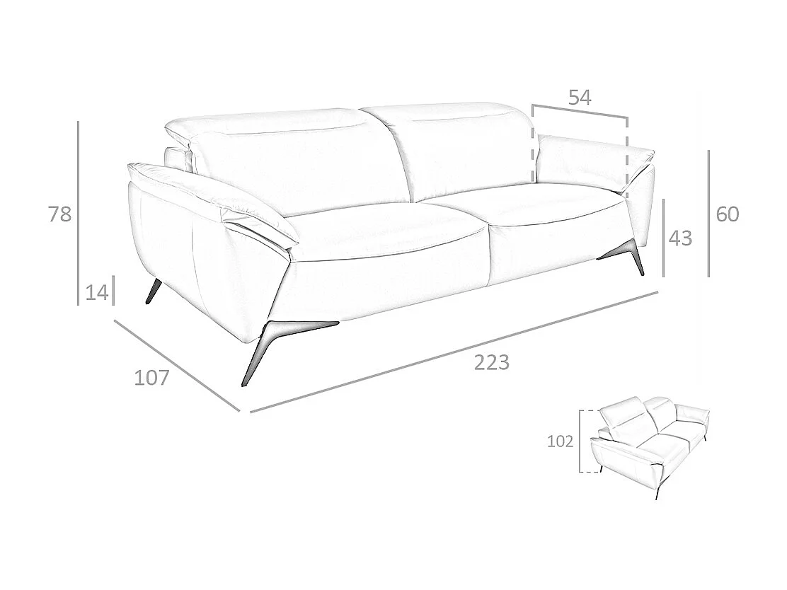 Canapé 3 places en cuir taupe 6132 ANGEL CERDA
