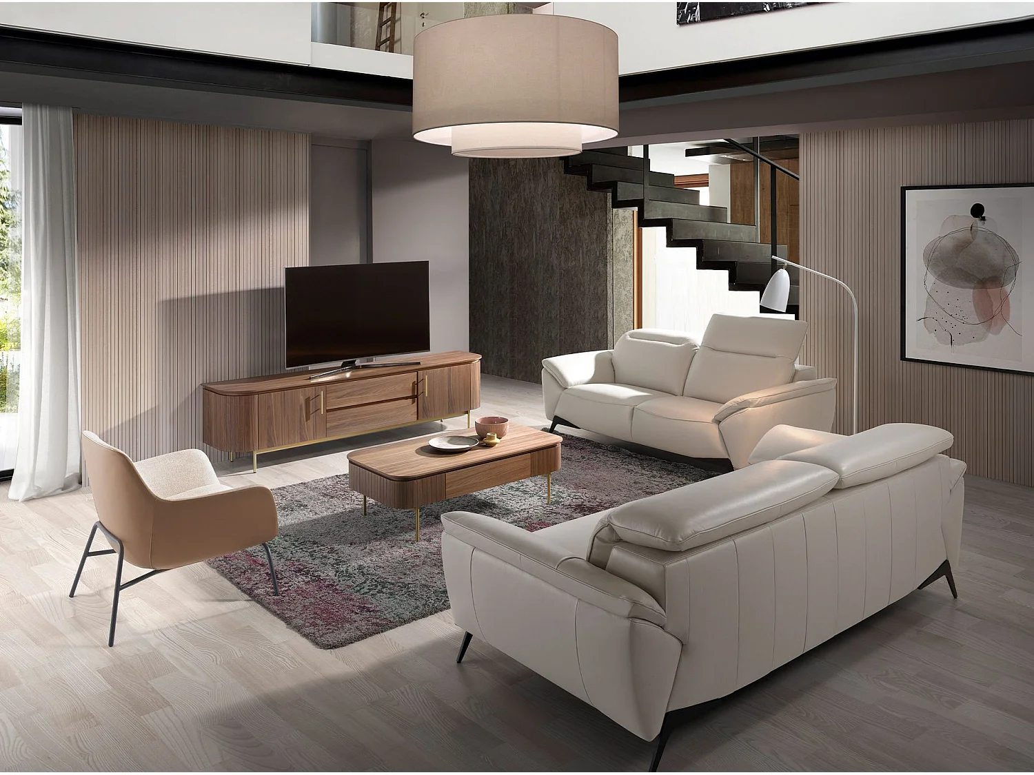 Canapé 3 places en cuir taupe 6132 ANGEL CERDA