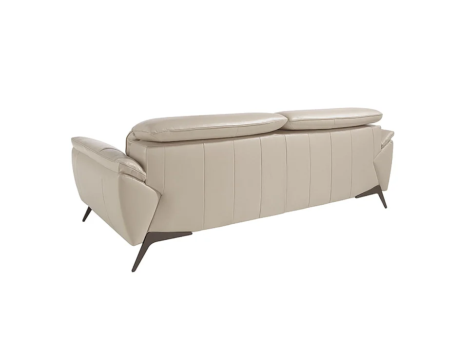 Canapé d'angle 3 places en cuir taupe avec appui-tête ANGEL