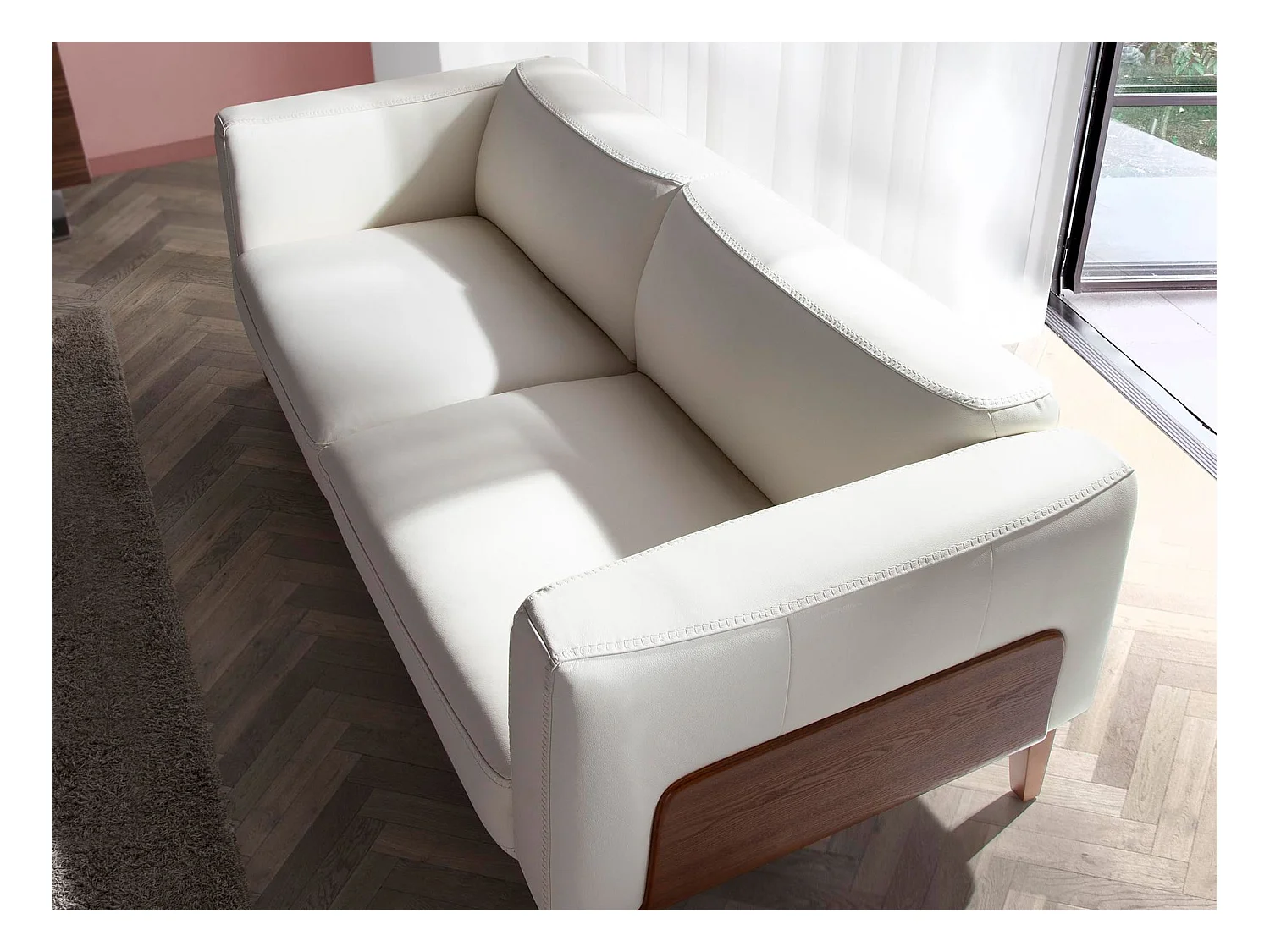3-Sitzer-Sofa, bezogen mit weißem Leder  6115 ANGEL CERDA