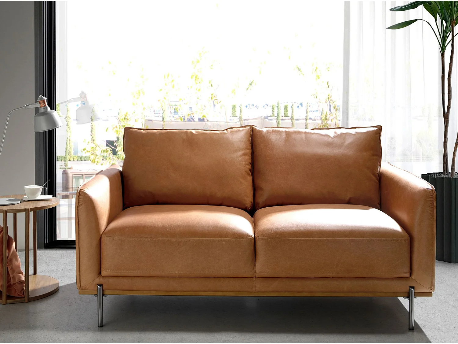 2-Sitzer-Sofa aus braunem Leder 6129 ANGEL CERDA