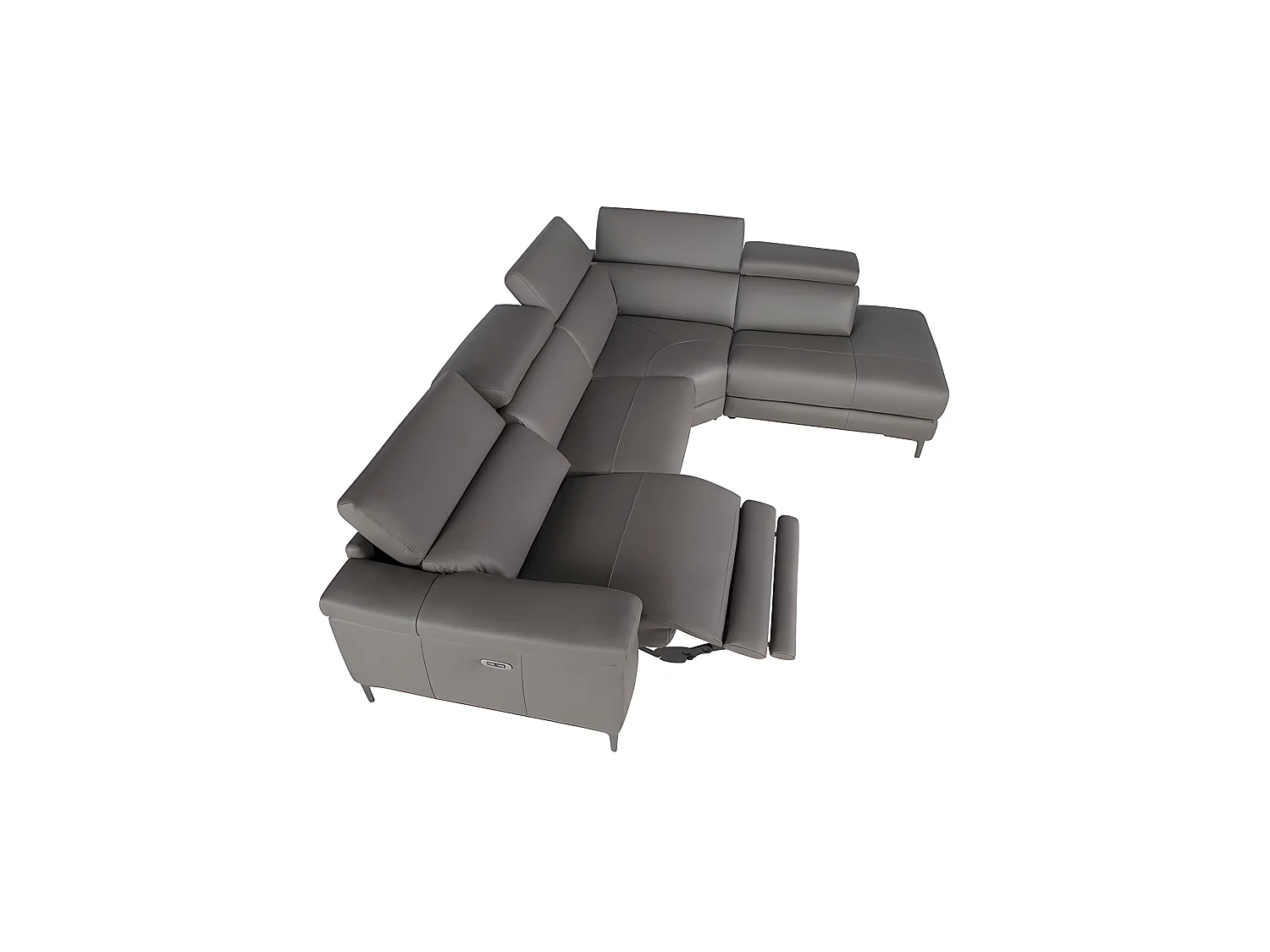 Ecksofa gepolstert in grauem Leder  6111 ANGEL CERDA