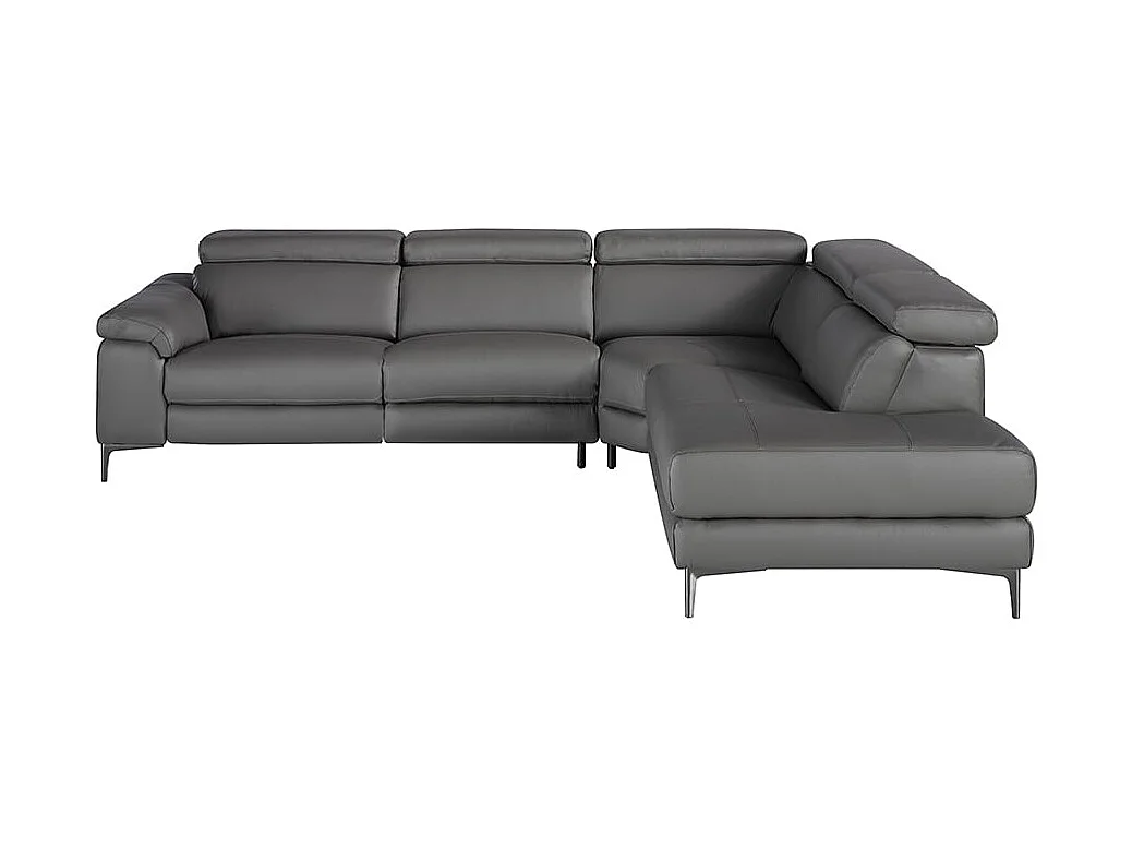 Relaxsofa mit Chaiselongue rechts in dunkelgrauem Leder 6111 ANGEL CERDA