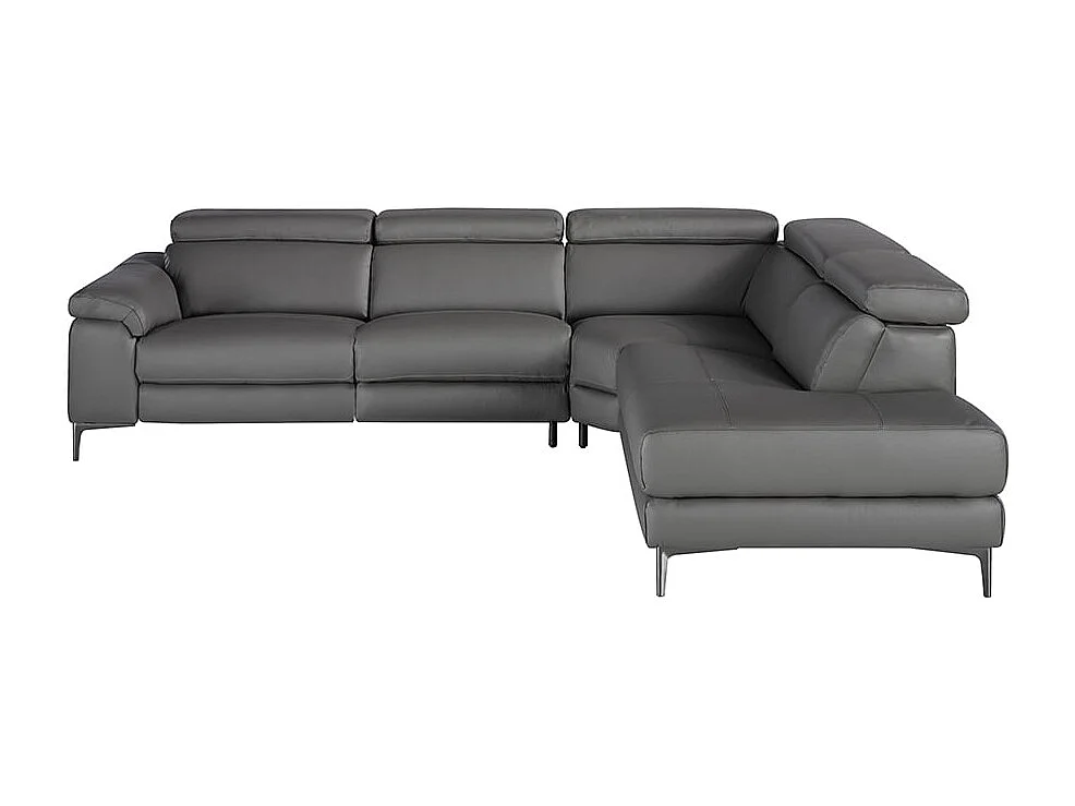 Relaxsofa mit Chaiselongue rechts in dunkelgrauem Leder 6111 ANGEL CERDA