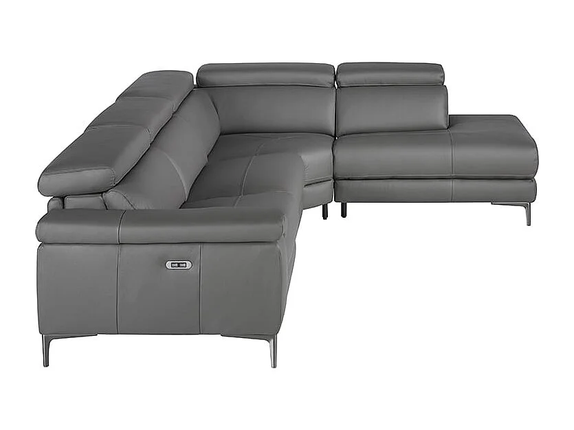 Rechter chaise longue relaxbank in donkergrijs leer 6111 ANGEL CERDA