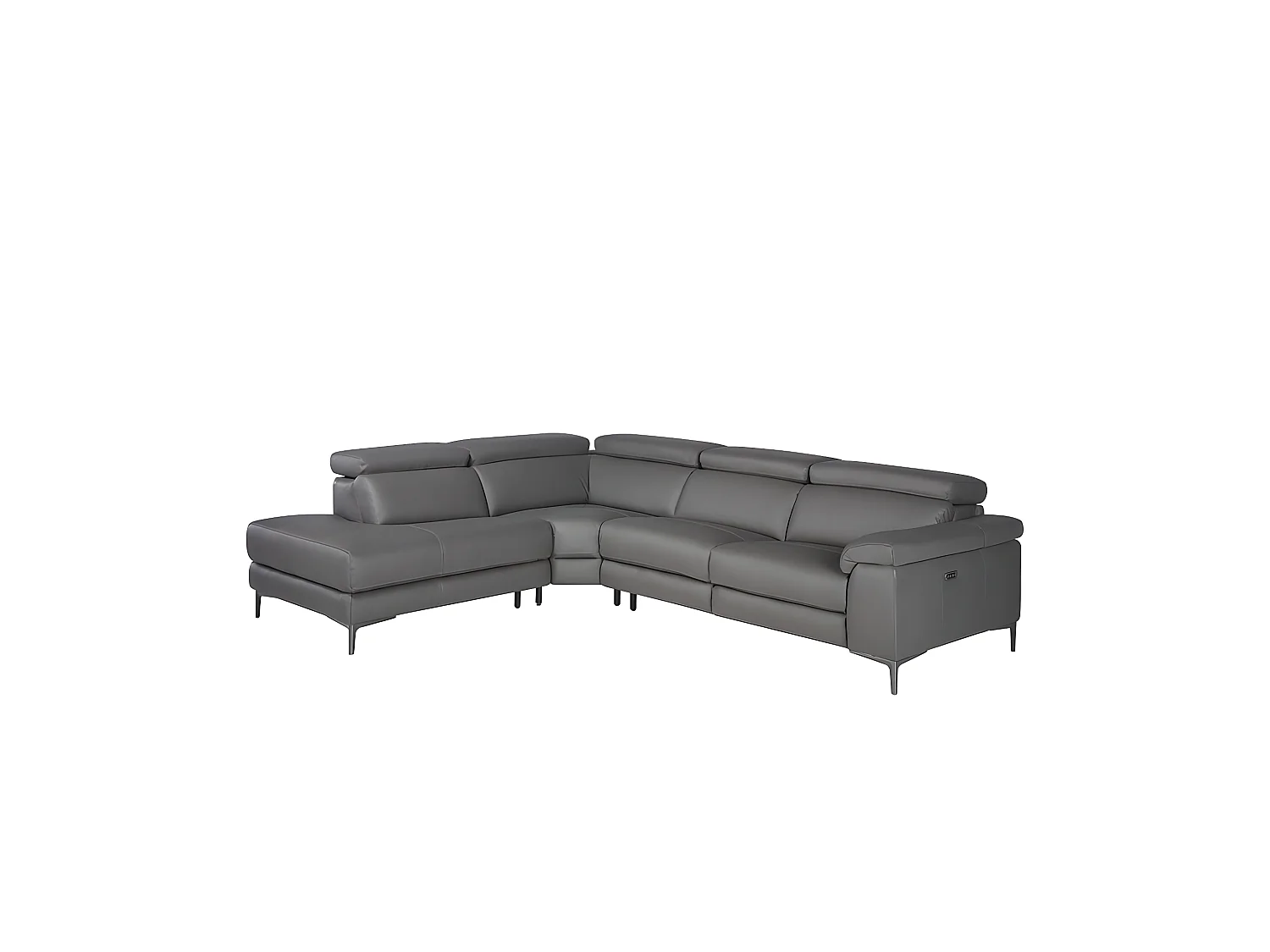 Canapé d'angle relax gauche en cuir gris foncé 6112 ANGEL CERDA