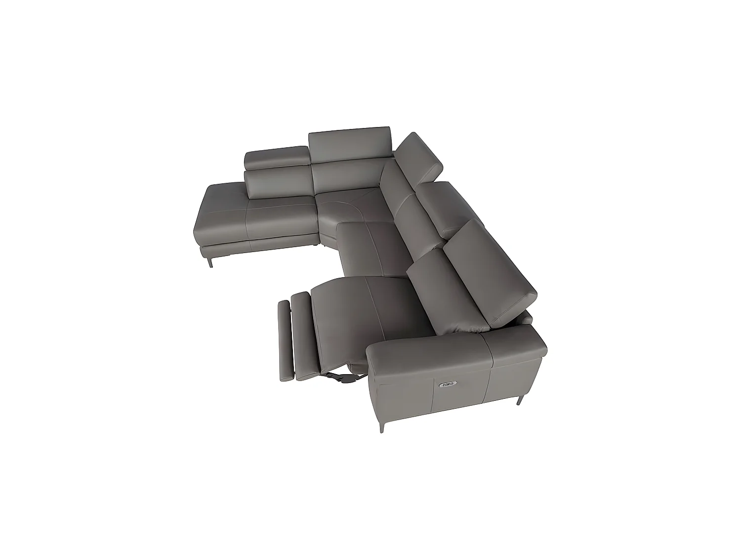 Canapé d'angle relax gauche en cuir gris foncé 6112 ANGEL CERDA