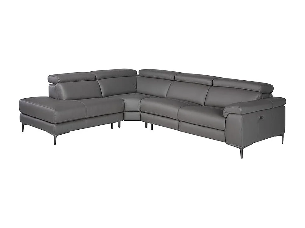 Canapé d'angle relax gauche en cuir gris foncé 6112 ANGEL CERDA