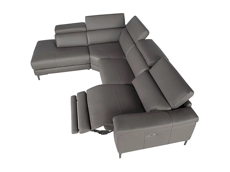 Canapé d'angle relax gauche en cuir gris foncé 6112 ANGEL CERDA