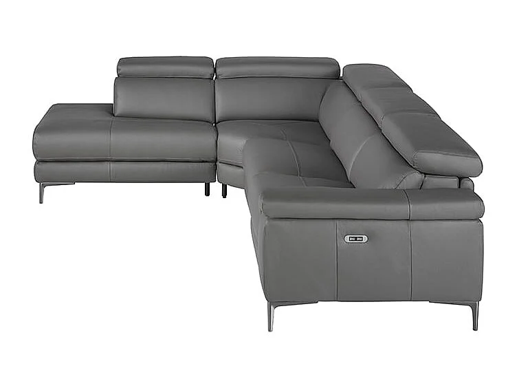 Canapé d'angle relax gauche en cuir gris foncé 6112 ANGEL CERDA