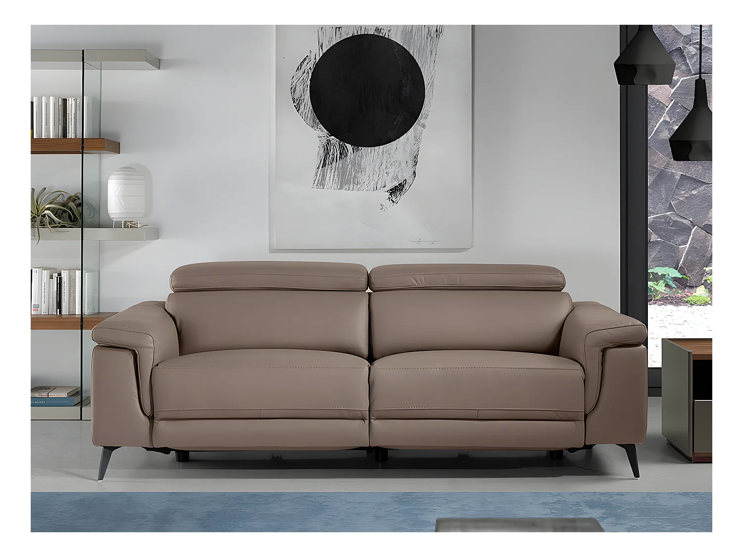 Canapé 3 places en cuir vison 6105 ANGEL CERDA