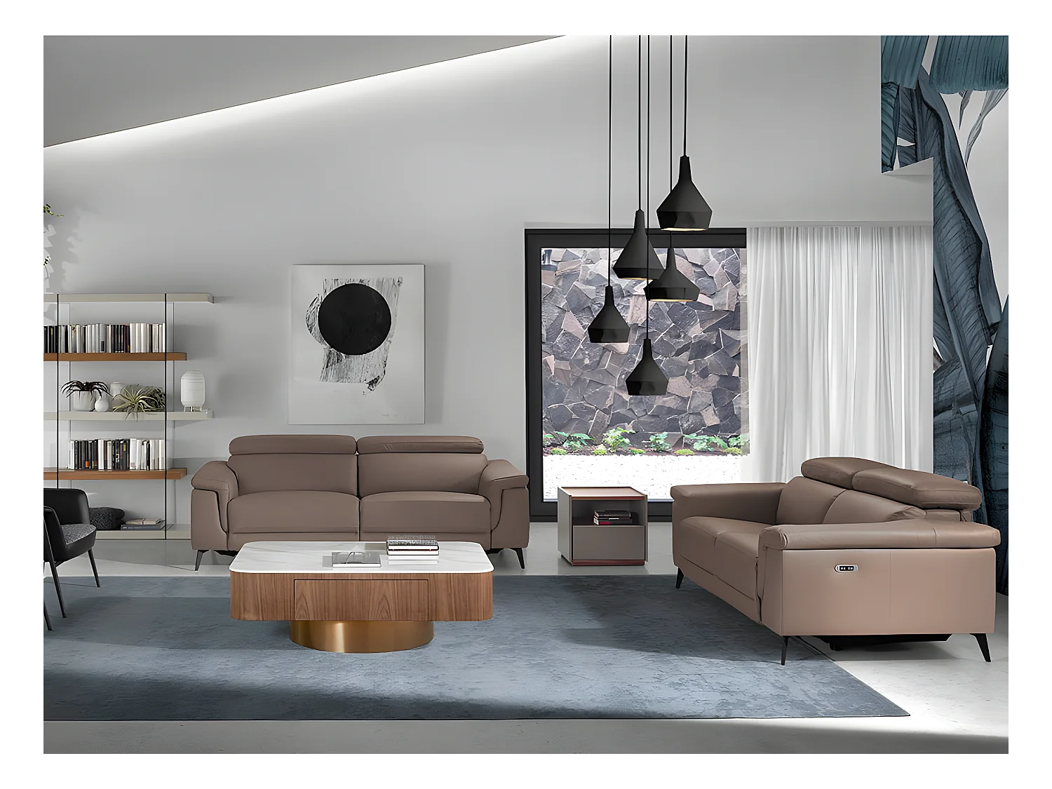 Canapé 3 places en cuir vison 6105 ANGEL CERDA