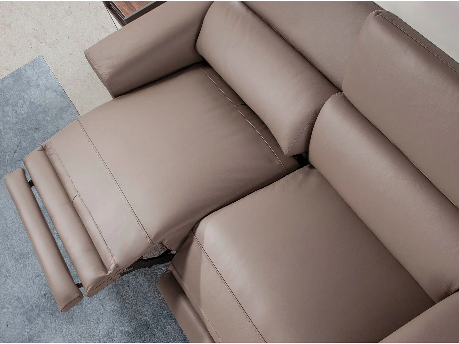 Canapé d'angle 3 places en cuir beige