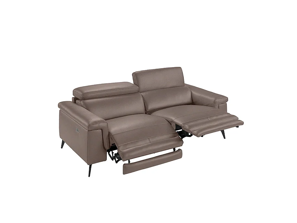 Canapé d'angle 3 places en cuir beige