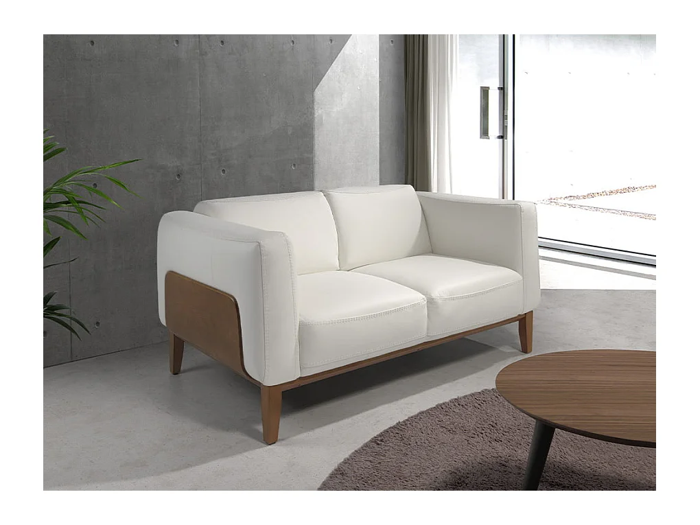 Canapé 2 places rembourré en cuir blanc 6118 ANGEL CERDA