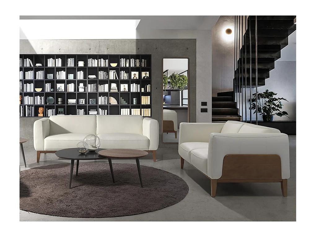 Canapé 2 places rembourré en cuir blanc 6118 ANGEL CERDA