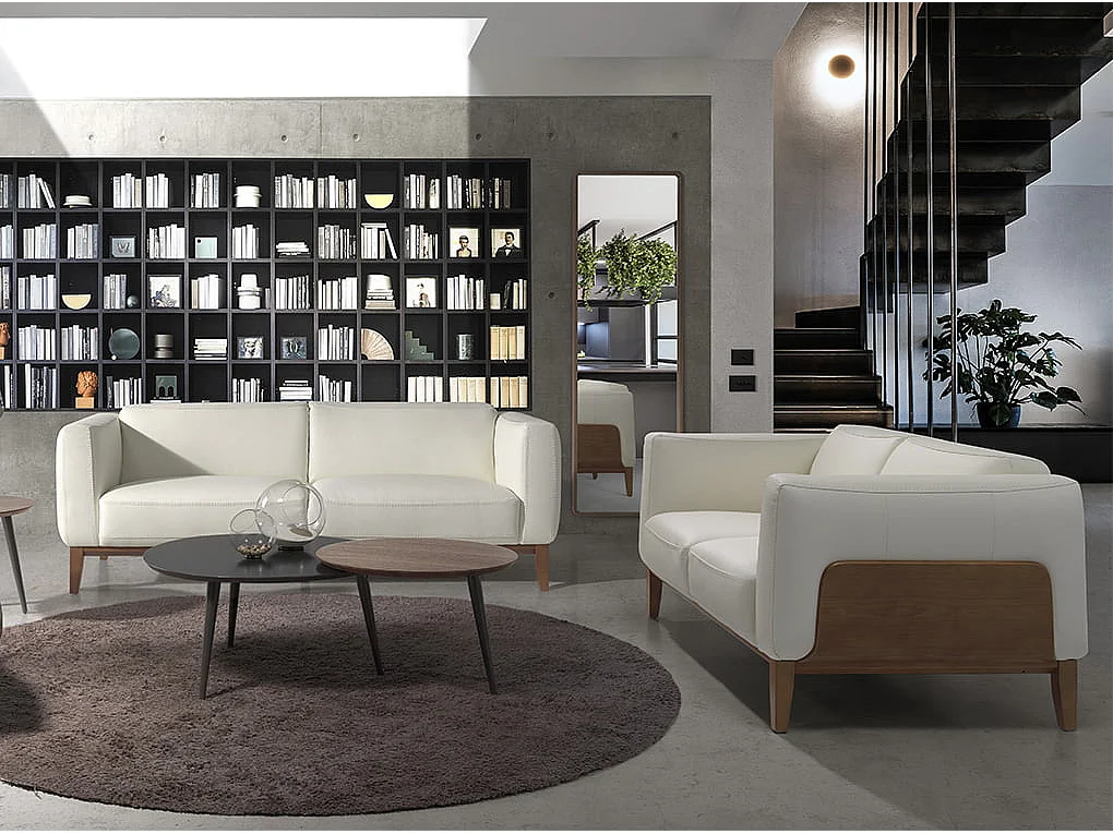 Divano a 2 posti in pelle bianca 6118 ANGEL CERDA