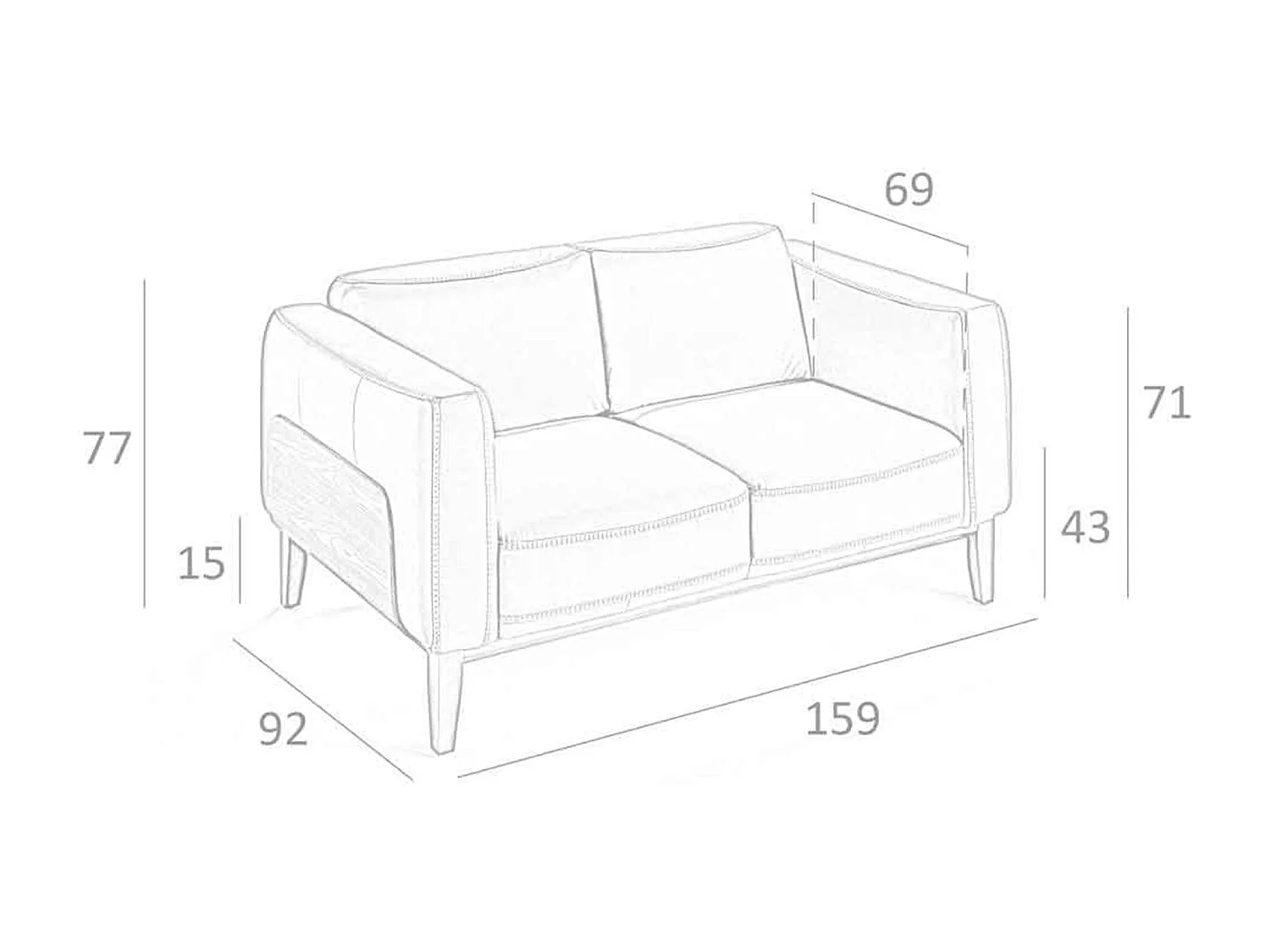 Divano a 2 posti in pelle bianca 6118 ANGEL CERDA