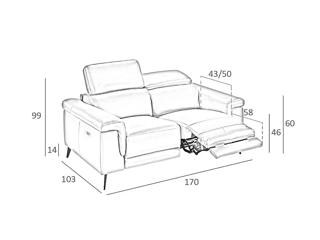 Canapé 2 places rembourré en cuir blanc 6118 ANGEL CERDA