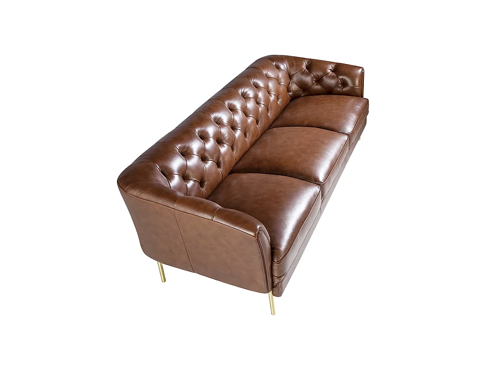 3-zitsbank in bruin leer en goudstaal 6140 ANGEL CERDA