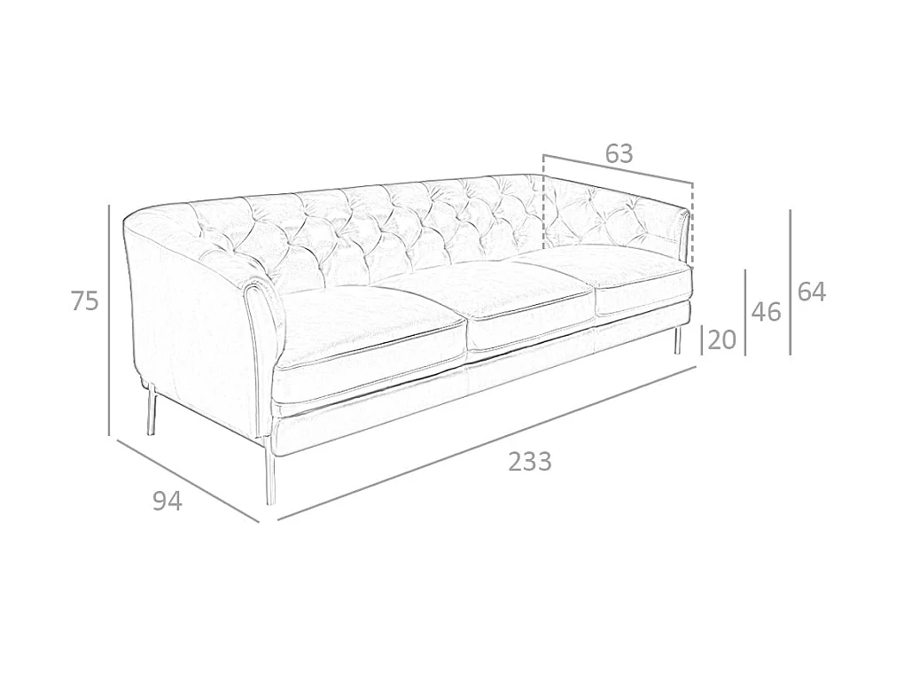 3-zitsbank in bruin leer en goudstaal 6140 ANGEL CERDA