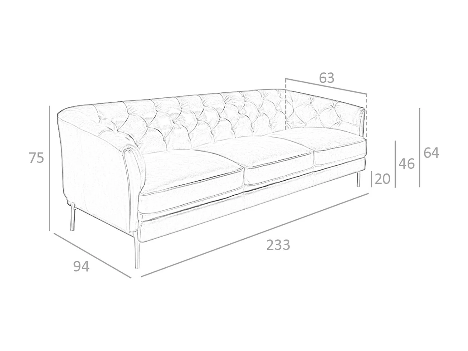 Canapé 3 places Chester en cuir brun cognac 6140 ANGEL CERDA