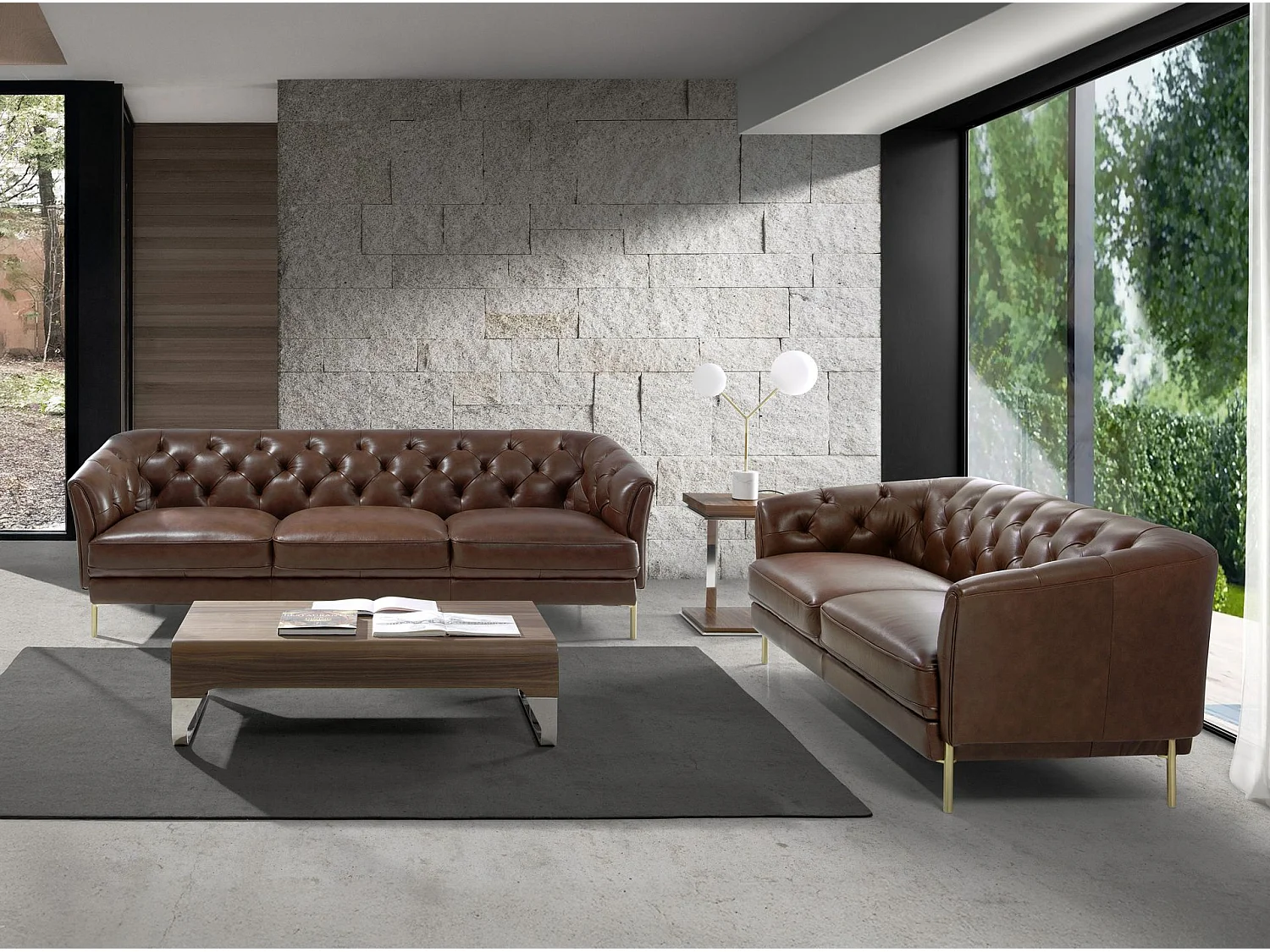Chester 3-Sitzer Sofa in cognacbraunem Leder 6140 ANGEL CERDA