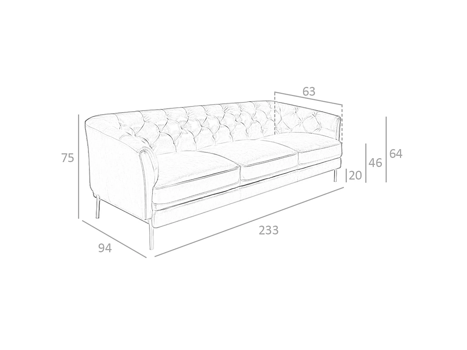 Chester 3-Sitzer Sofa in cognacbraunem Leder 6140 ANGEL CERDA