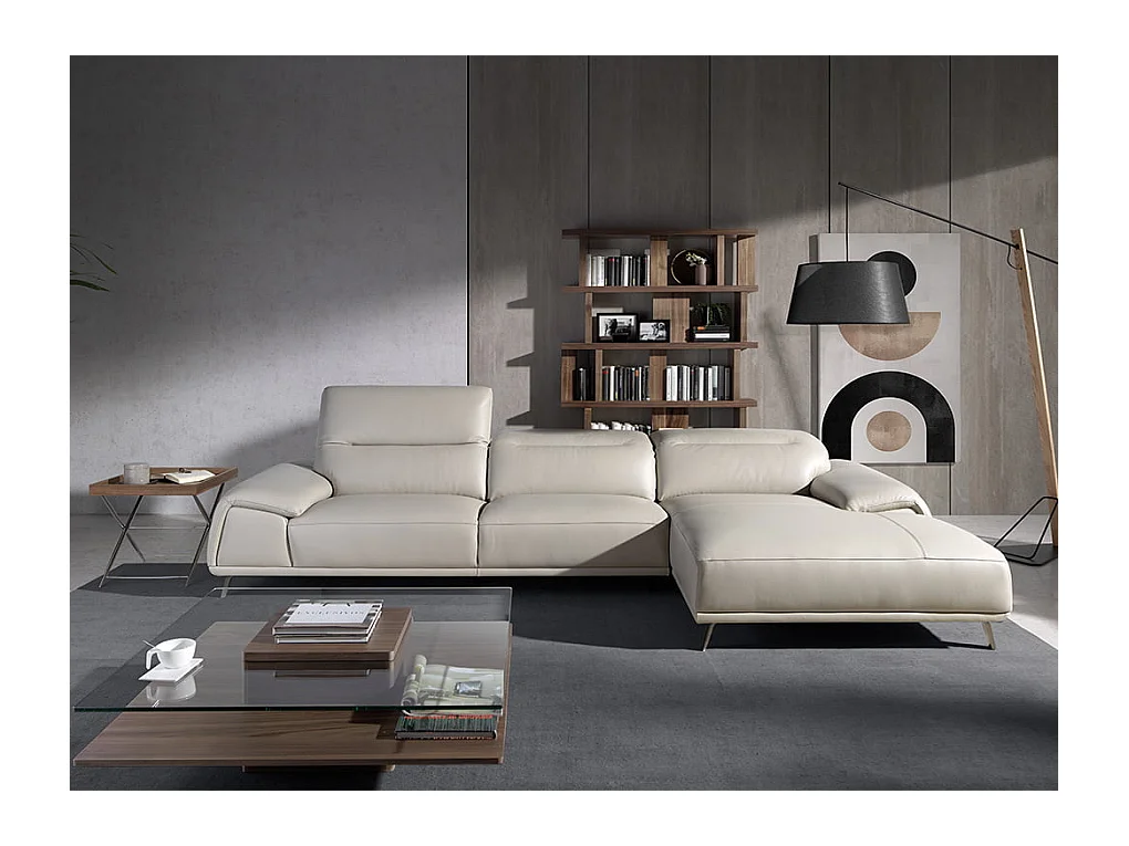 Chaise longue en cuir de vachette taupe 6150 ANGEL CERDA