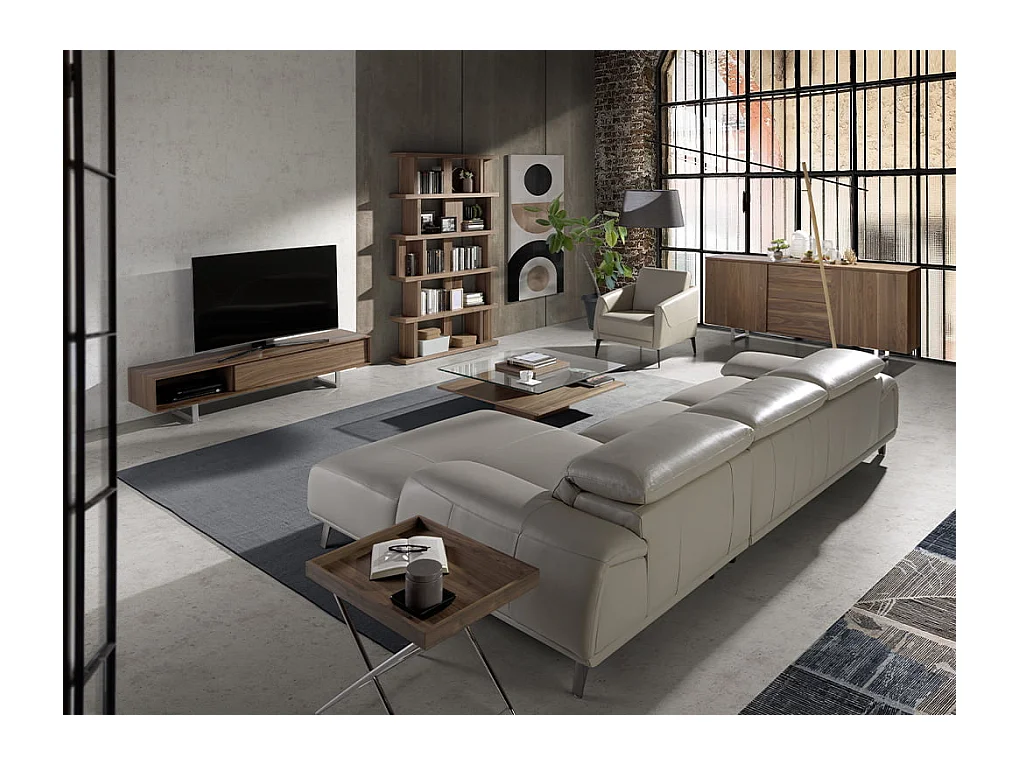 Chaise longue en cuir de vachette taupe 6150 ANGEL CERDA