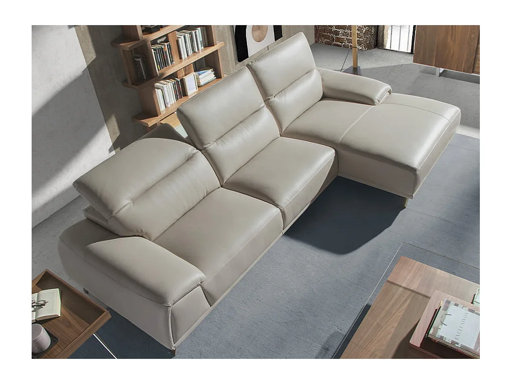 Chaise longue en cuir de vachette taupe 6150 ANGEL CERDA