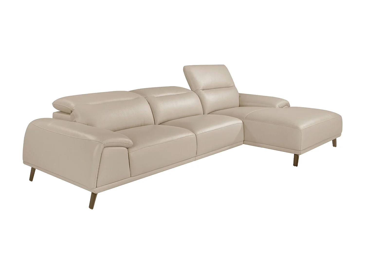 Canapé d'angle droite en cuir gris taupe 6150 ANGEL CERDA