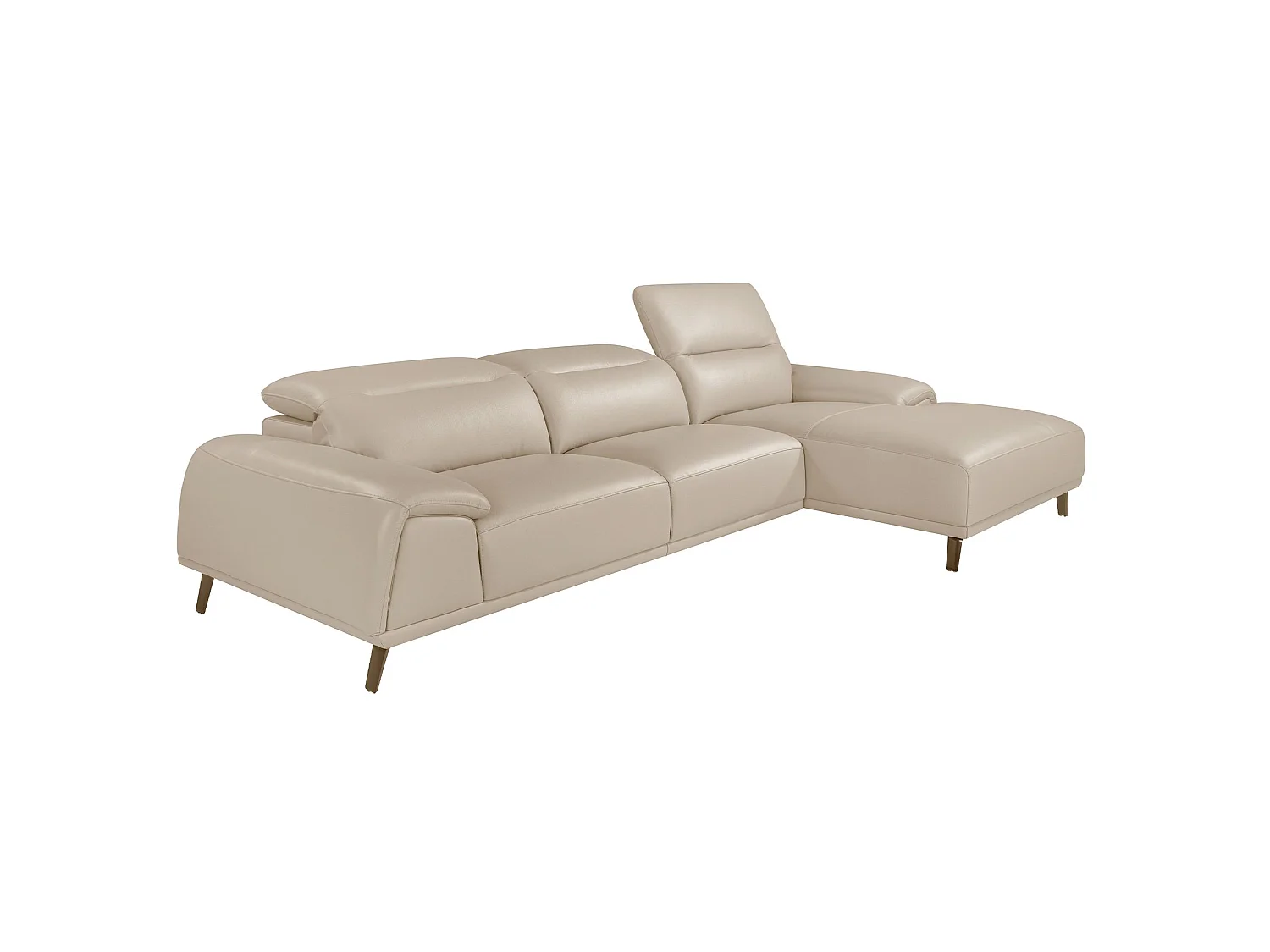 Right chaise longue sofa in taupe grey leather 6150 ANGEL CERDA