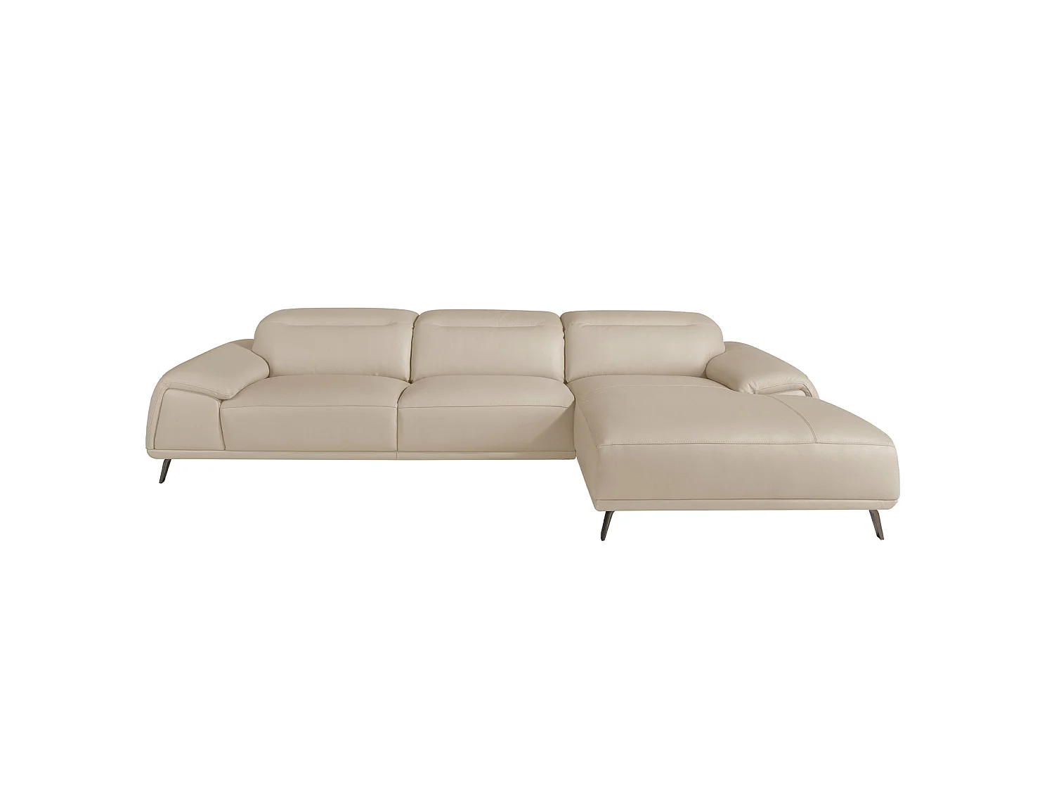 Right chaise longue sofa in taupe grey leather 6150 ANGEL CERDA