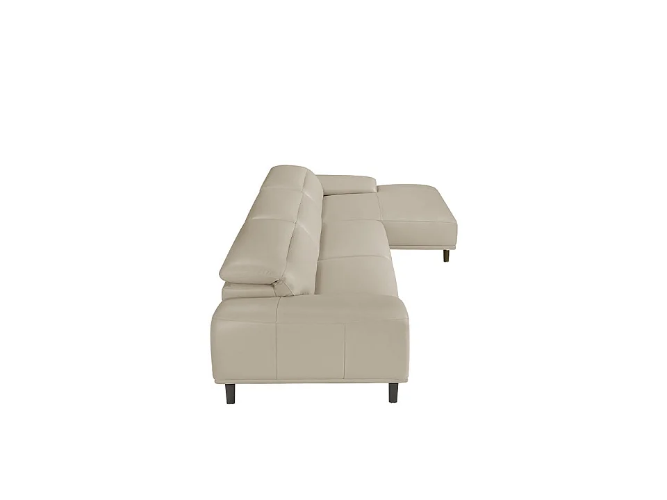 Right chaise longue sofa in taupe grey leather 6150 ANGEL CERDA