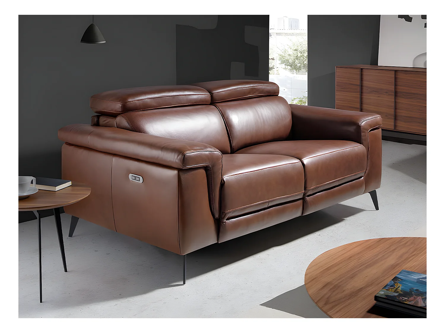 Canapé de relaxation 2 places en cuir marron 6116 ANGEL CERDA