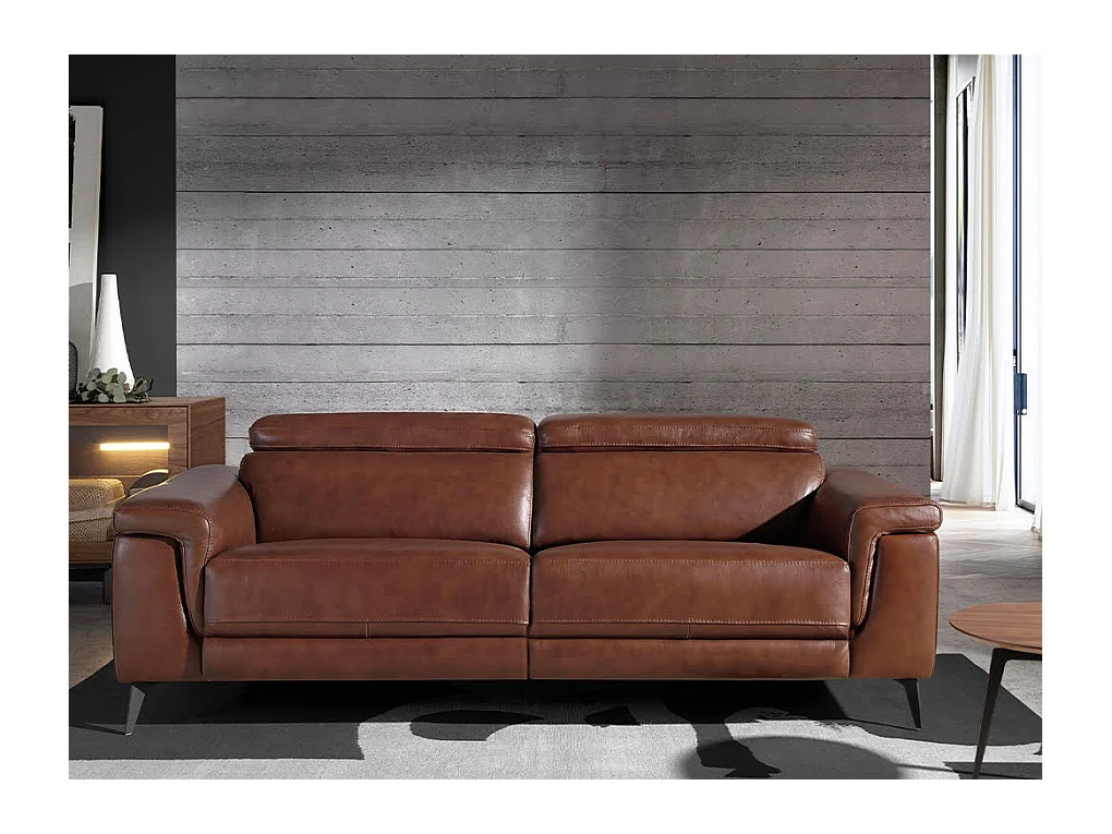 Canapé 3 places en cuir marron 6117 ANGEL CERDA