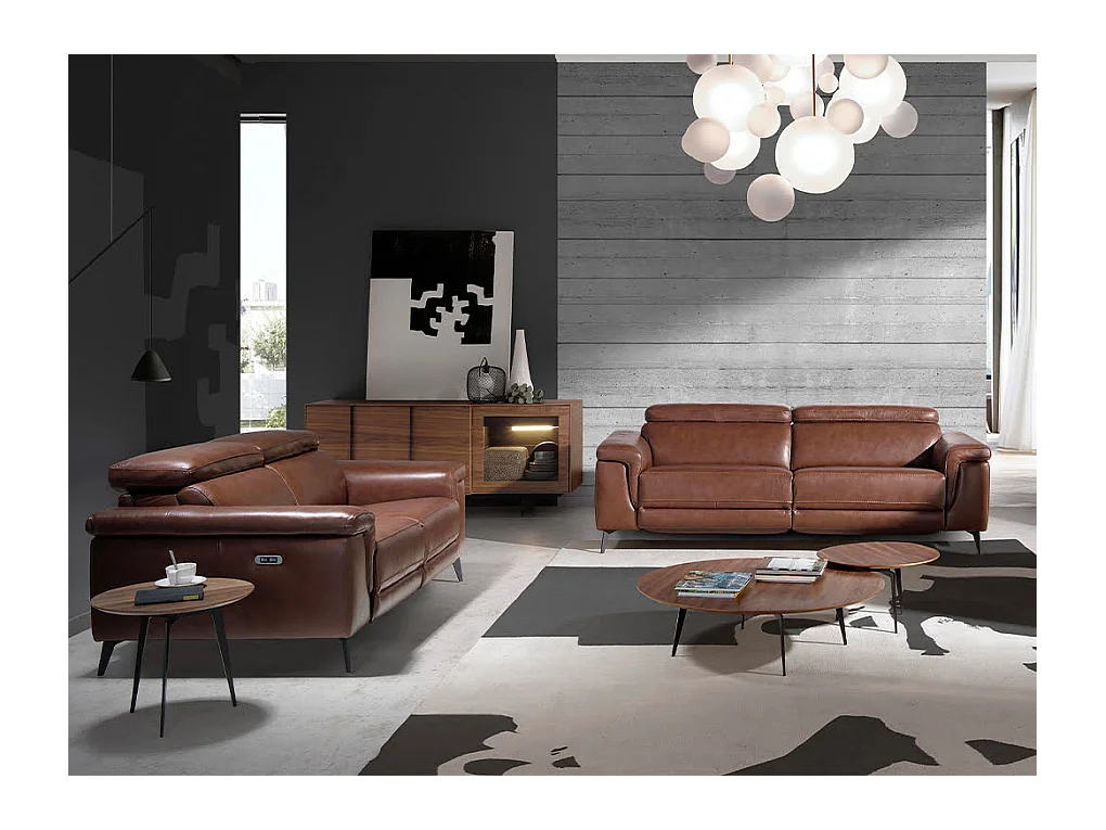 Canapé 3 places en cuir marron 6117 ANGEL CERDA