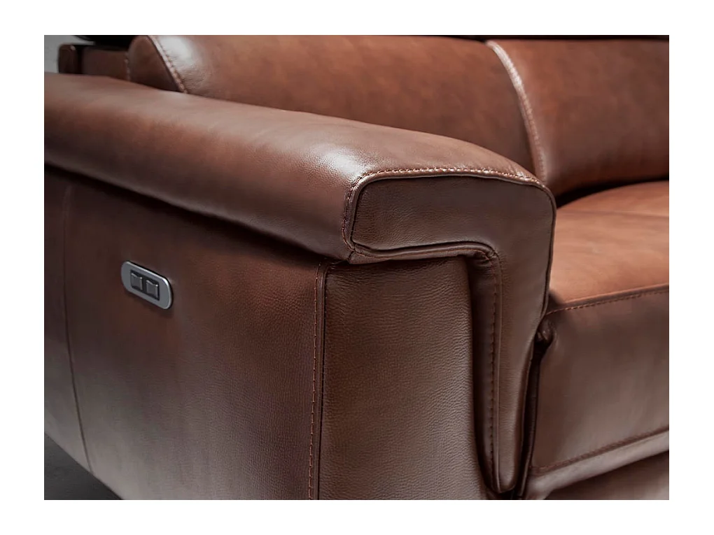 Canapé 3 places en cuir marron 6117 ANGEL CERDA