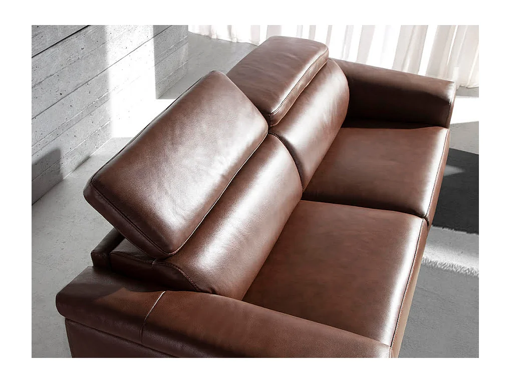 Canapé 3 places en cuir marron 6117 ANGEL CERDA