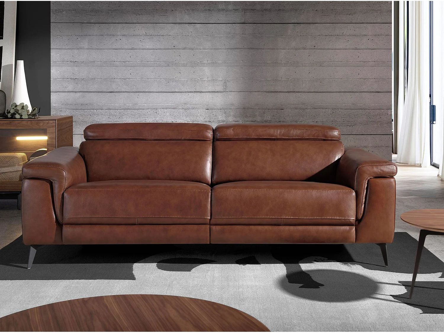 Canapé de relaxation 3 places en cuir marron 6117 ANGEL CERDA