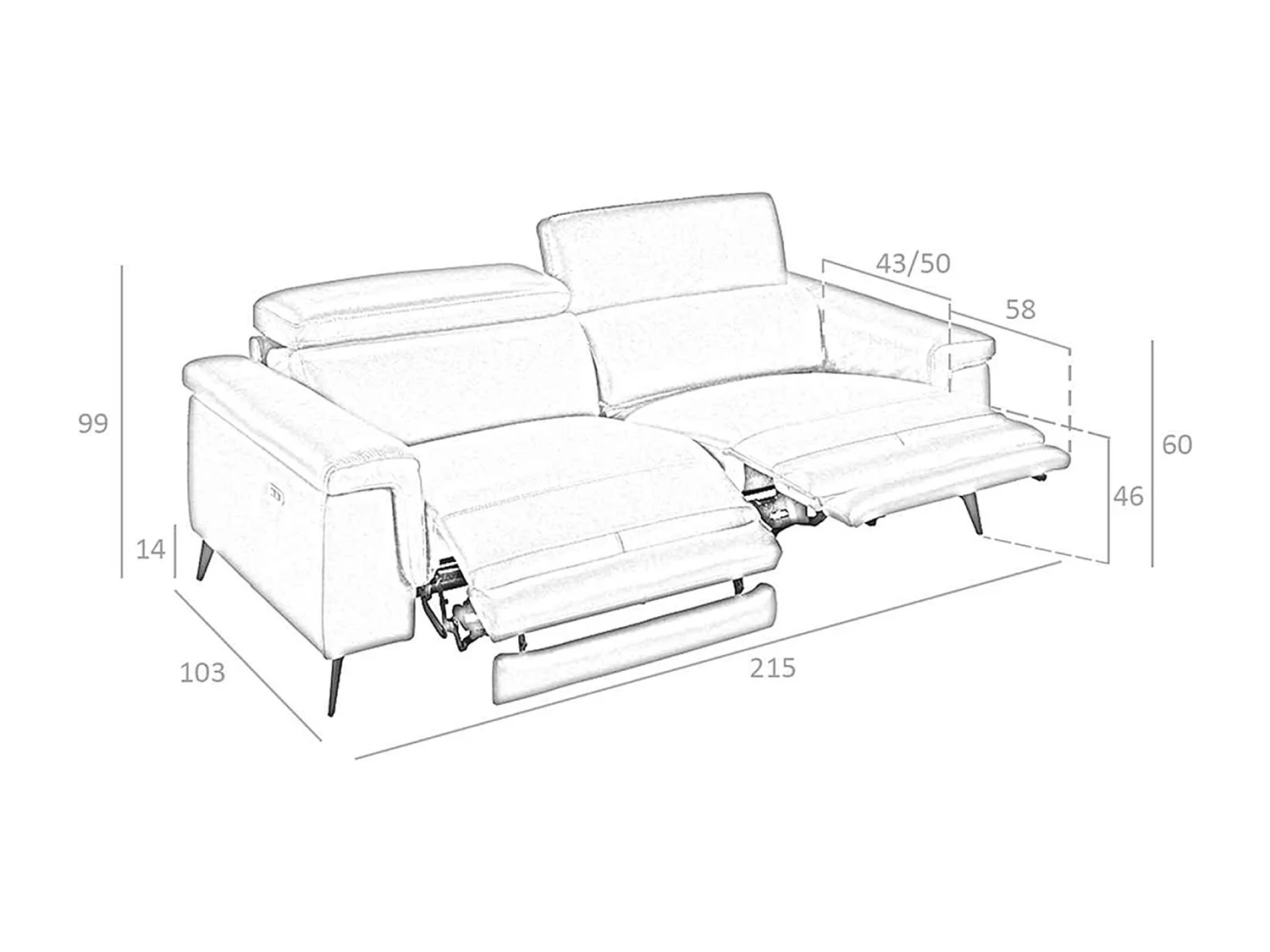 Canapé de relaxation 3 places en cuir marron 6117 ANGEL CERDA