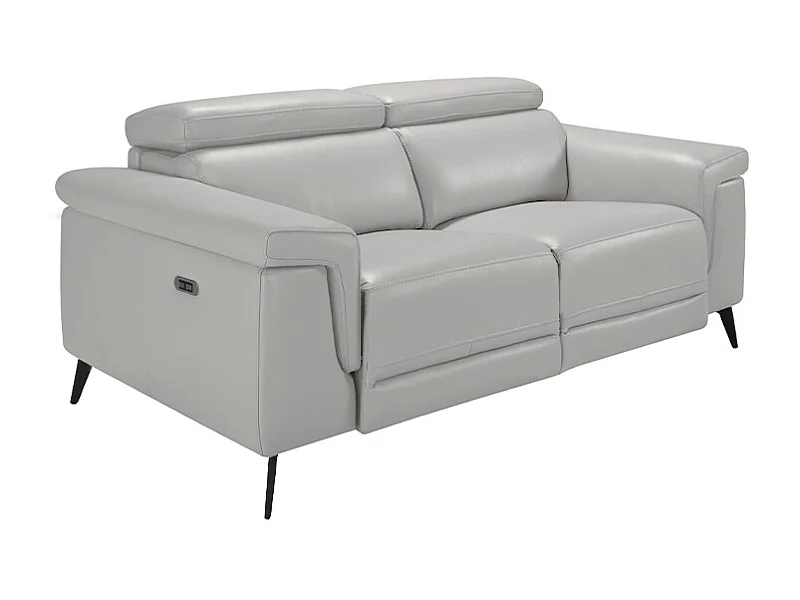 2-osobowa sofa relaksacyjna z szarej skóry